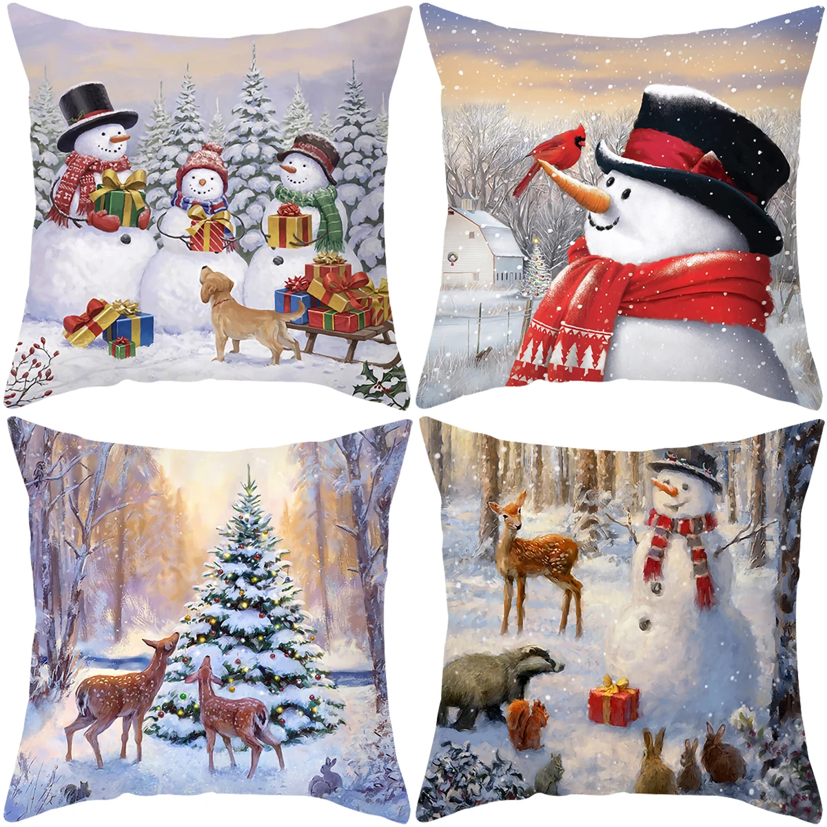 Christmas Cushion Cover Merry Christmas Decorations For Home 2024 Cristmas Ornament Pillow Case Xmas Navidad Gifts New Year 2025