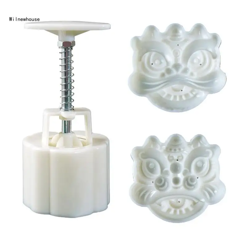 

Plastic Mooncake Stamp & Lion Mooncake Mold Festival Hand Press Tool Dropship