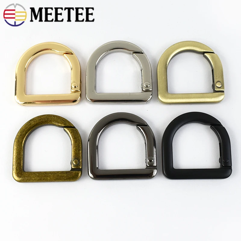 5/10/20Pcs Meetee 20mm D Spring Rings Metal Open Ring Buckles Bag Strap Keychain Clasp for Bags Hardware Leather Accessories