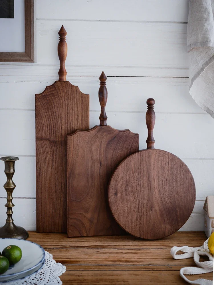 Walnut Cutting Board French Vintage Solid Wood Bread Dessert Fruit Steak Cutting Board Double Sided Deli Kitchen Utensils
