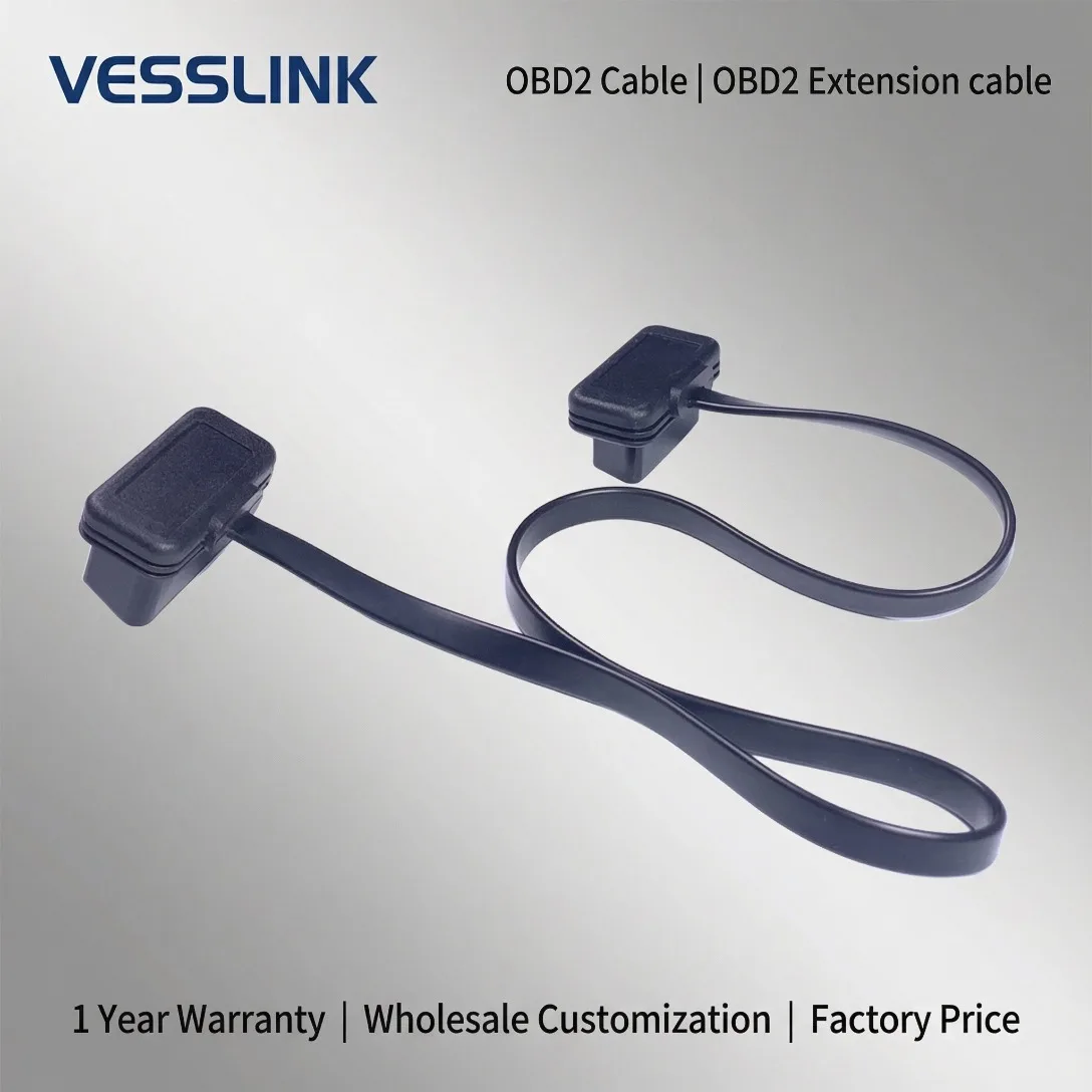 New Flat Thin As Noodle OBD2 16Pin Male To Female Flat Extension Cable  OBD Extension Cable Connector Diagnostic Tool