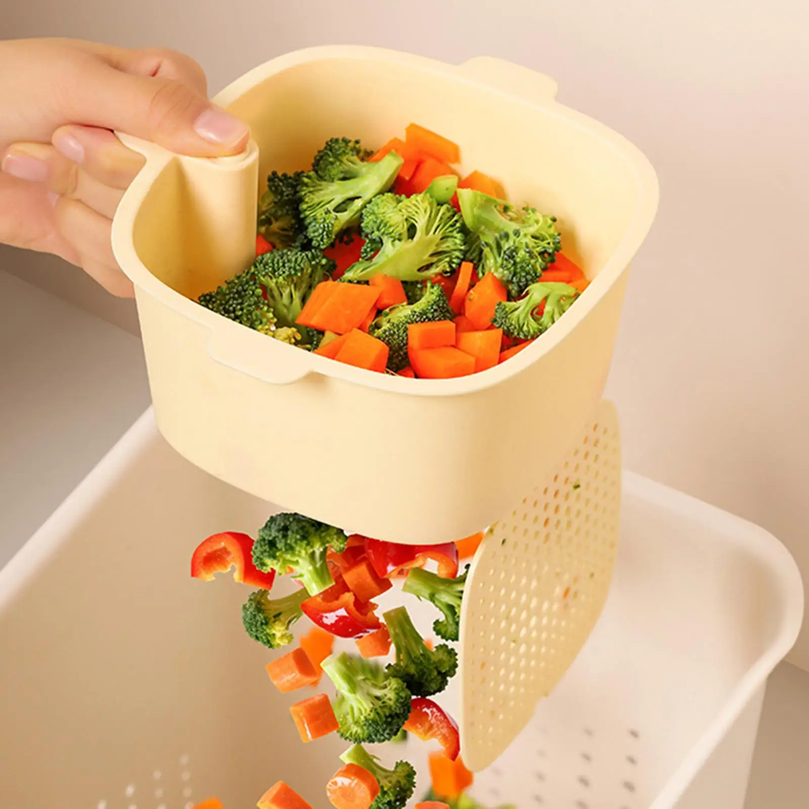 食品廃棄物ゴミ箱二層式小型水切りゴミ箱キッチンダイニングルームオフィス用カウンタートップゴミ箱