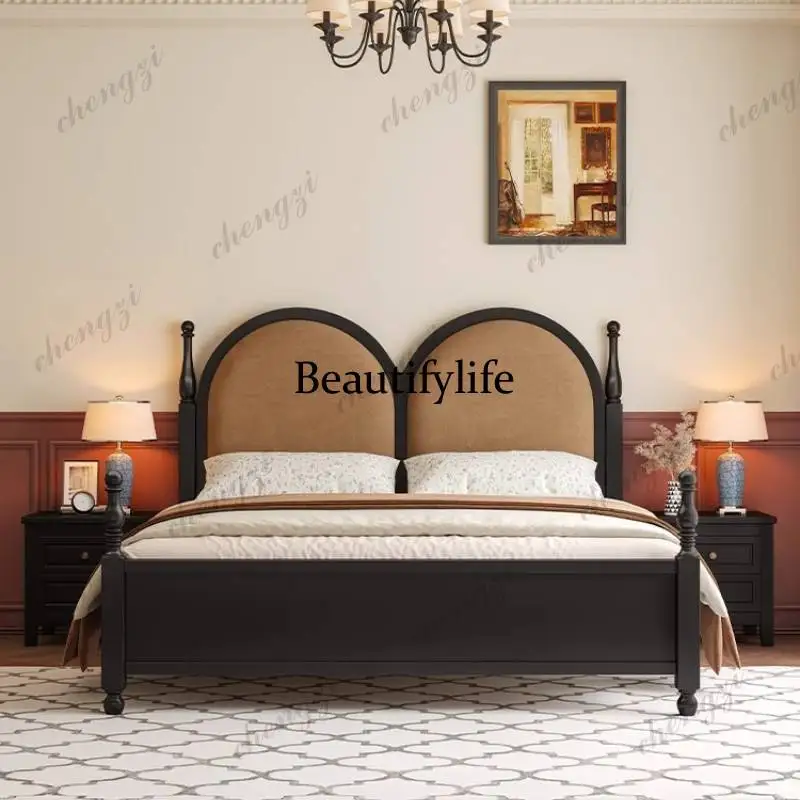 

Brown Soft Double Bed Couples Decoration Adults Queen Modern Double Bed Luxury Japanese Wooden Camas Matrimoniales Furniture