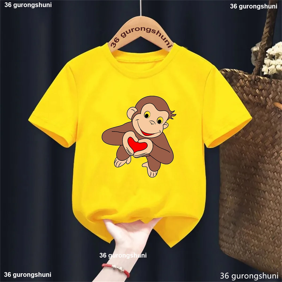 2024 New Girls T-shirt Curious George Cartoon Monkey Print Children\'s Clothing Summer Boys T-shirt Fashion Cute kids Clothes