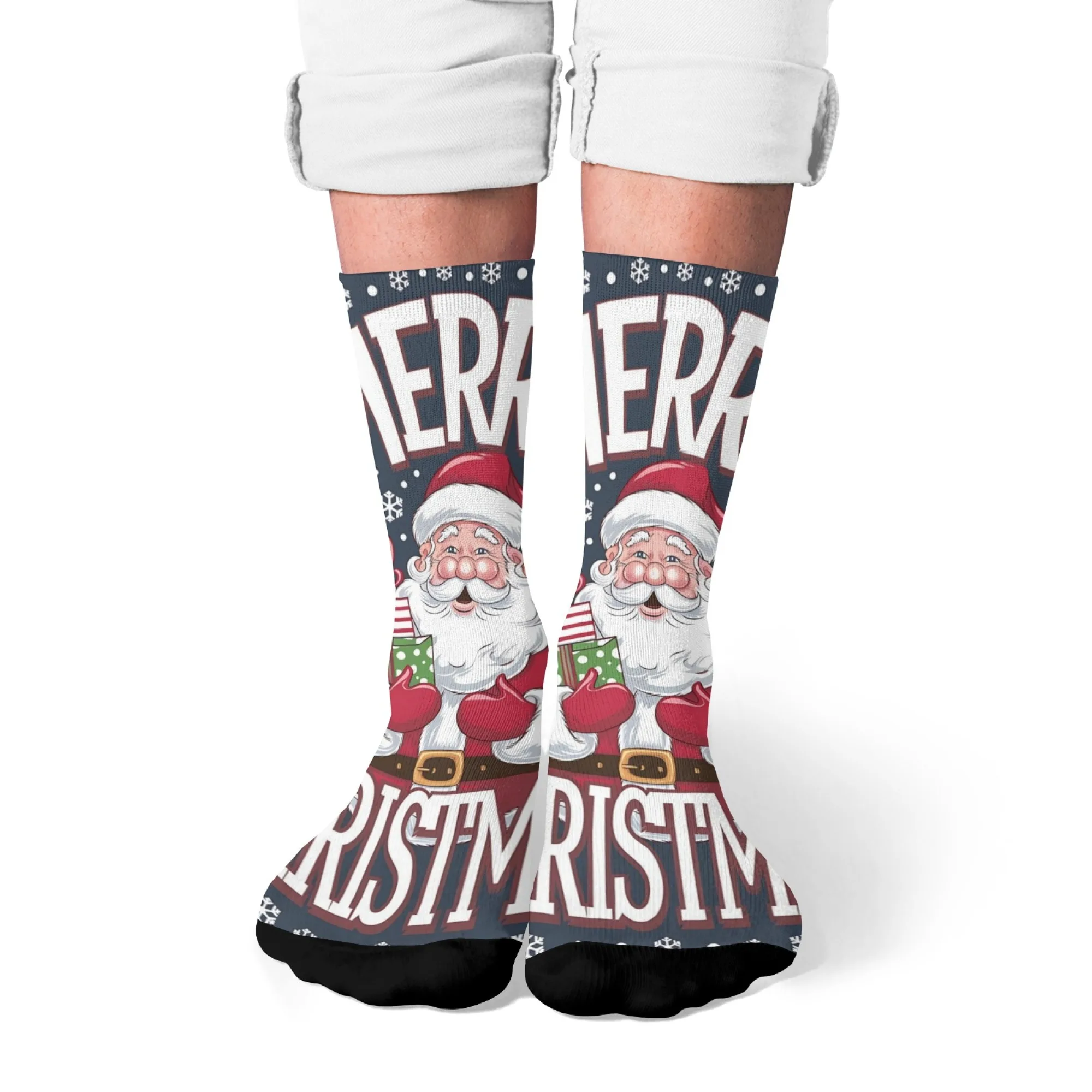Merry Christmas men's socks cartoon Santa Claus Harajuku cute socks gift comfortable fashion casual socks novelty funny socks