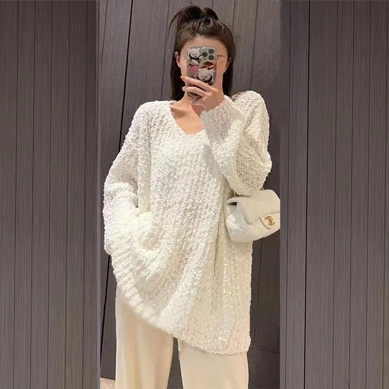 Women Loose Sweaters Autumn Winter Fashion Female Long Sleeve V-neck Pullover Knitting Shirts Casual Knitted Sweater Knitwear