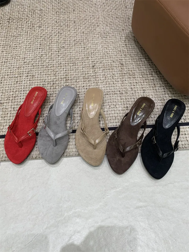 

2026 New Women's Shoes Solid Color Office High Heels Shallow Pointed Toe Flip Flop Back Strap Women's Sandals High Heels