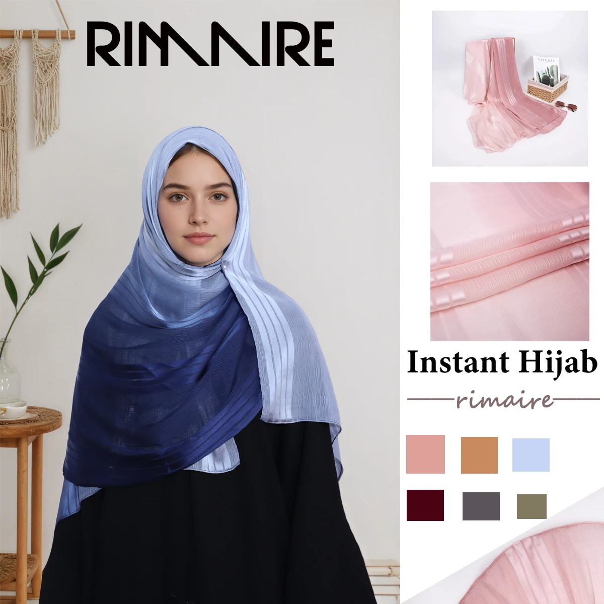 

Женский длинный шарф градиентного цвета, мусульманский хиджаб, глянцевая ткань, универсальный, модный для собраний/почтий