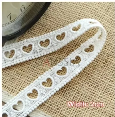 Width: 2cm (0.8 inch) Lovely Peach Heart Hollow Out Lace Garment Decoration Pure Cotton Water Soluble DIY Accessories(ss-6857)