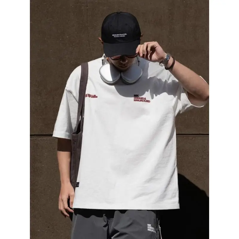 

American loose versatile and slim printed round neck short-sleeved T-shirts for men and women Korean style retro fashion tops