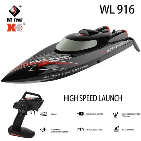 WLtoys WL915-A RC 보트, 브러시리스 고속 레이싱 선박, 성인용 리모컨 스피드 보트 장난감, WL916, 2.4Ghz, 55 km/h, 2200mAh