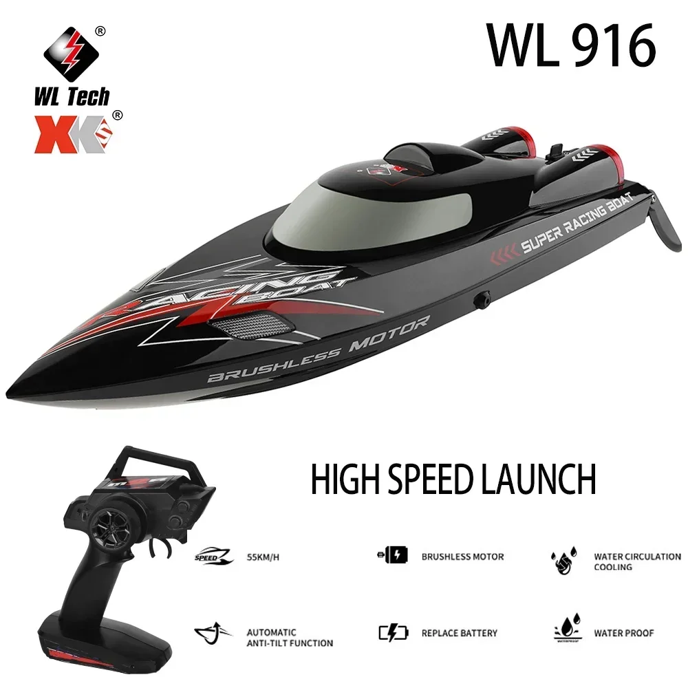 WLtoys WL915-A RC 보트, 브러시리스 고속 레이싱 선박, 성인용 리모컨 스피드 보트 장난감, WL916, 2.4Ghz, 55 km/h, 2200mAh 