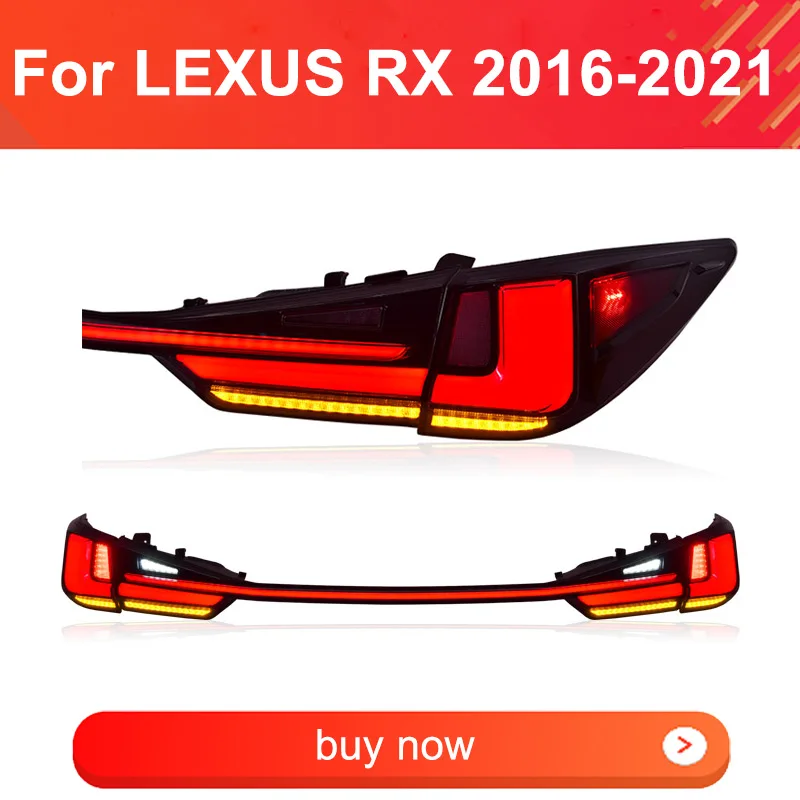 1 Pair LED Tail Lights Assembly for Lexus RX 2016-2021 Middle Taillight Plug and Play LED Running Dynamic Turning Rear Tail Lamp