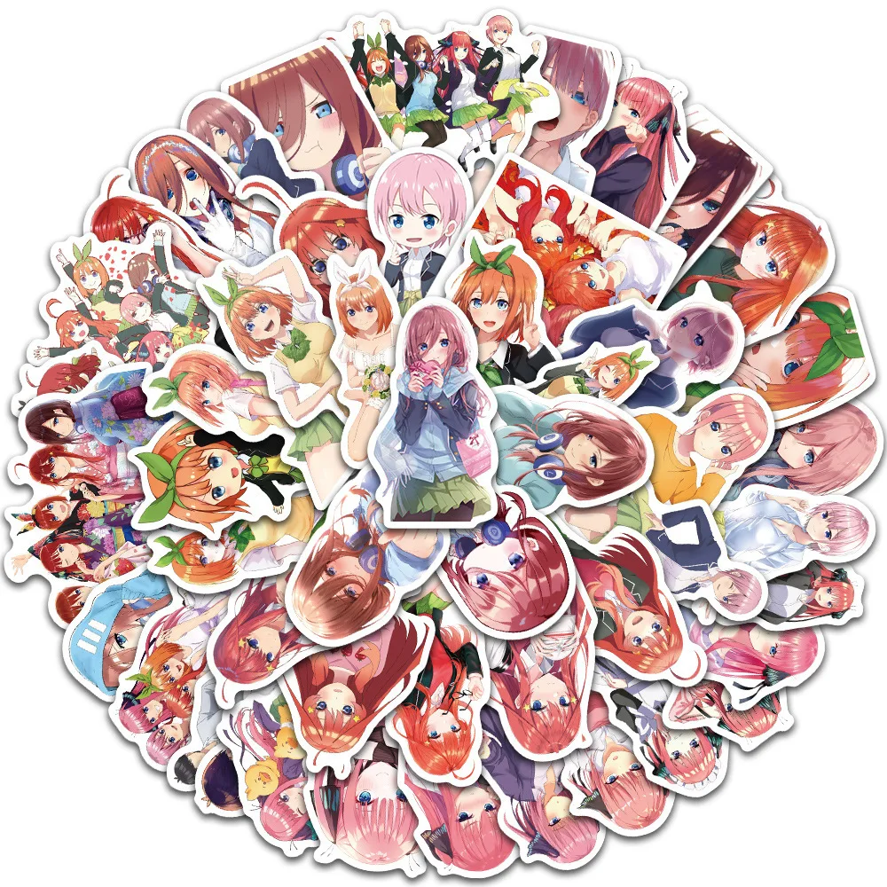 50pcs Anime The Quintessential Quintuplets Nakano Miku Series Stickers Suitable for Motorcycle Trunk Waterproof DIY Sticker Toys