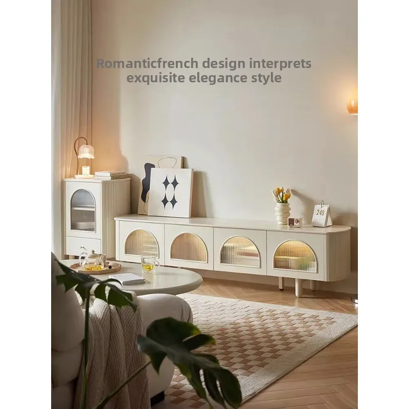 

French TV Cabinet Small Unit Cream Wind Cloud Coffee Table Living Room Household