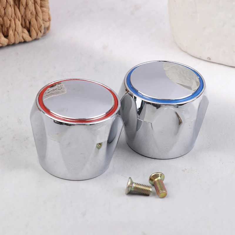 

2Pcs Hot Cold Tap Top Head Faucet Cover Chrome Plated Replacement Set Kitchen Bathroom Faucet Handle Fixture Accessories