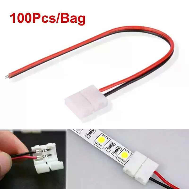 

2Pin LED Welding Free Light Strip Wire 8mm Snap On Quick Connect Wire Light Strip Welding Free Joint Single Head Wire