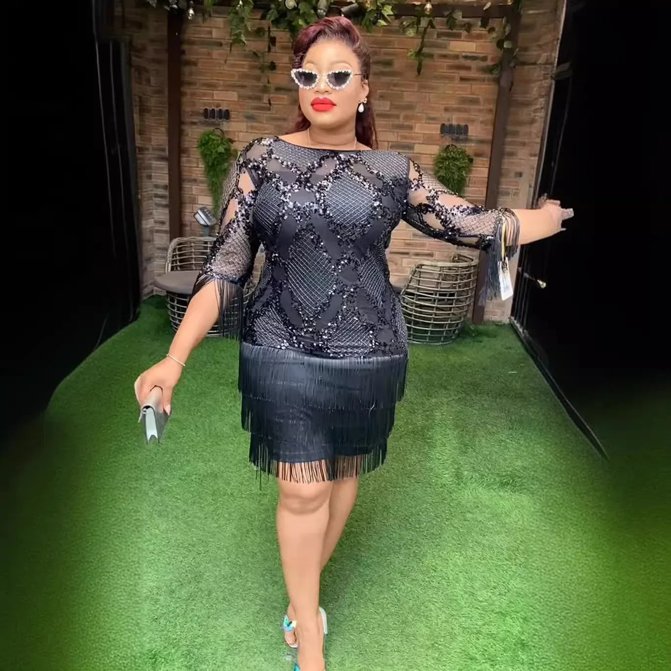 فساتين أفريقية للنساء المثيرات فستان ترتر شرابة Bodycon ملابس أفريقيا أنقرة Dashiki حفلة مسائية عباية تركيا مقاس كبير #3