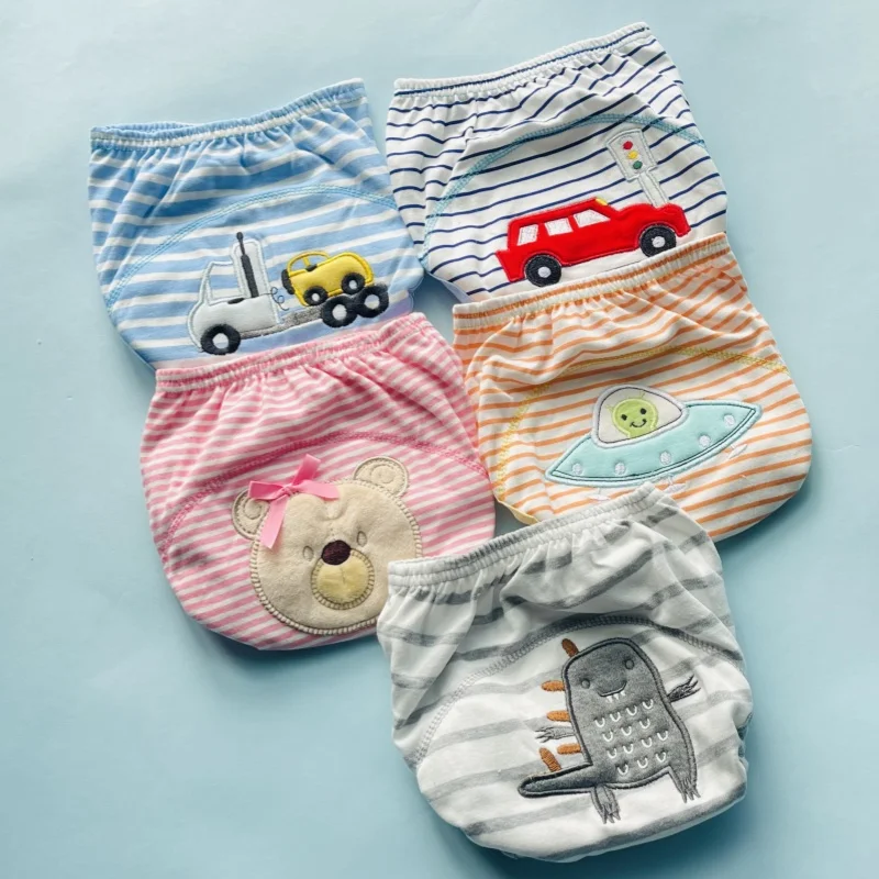 1PC 무작위 색상 3 레이어 아기 훈련 바지 학습 팬티 유아 반바지 소년 소녀 기저귀 면화 기저귀