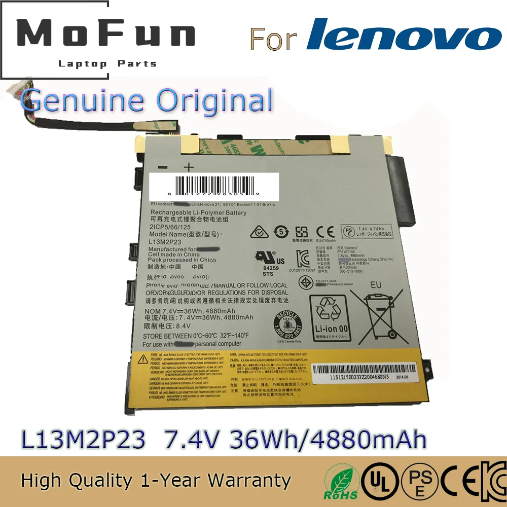 

Новый оригинальный аккумулятор L13M2P23 7,4 В 4880 мАч для ноутбука Lenovo Ideatab Miix 2 11 MIIX 211-TAB L13S2P21