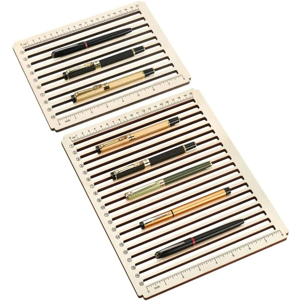 2 Pack 10/20 Slots Pencil Engraving Jig with Scale - Laser Engraving Tool Wood Pencil Holder for Creative Pen Making Stationery
