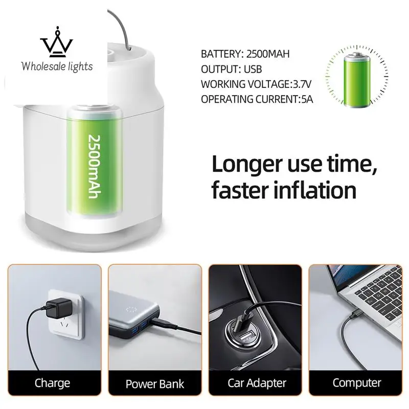 

Portable Compressors MINI Wireless Tyre Inflator Air Compressor For Car Bike Ball With Power Bank LED Light