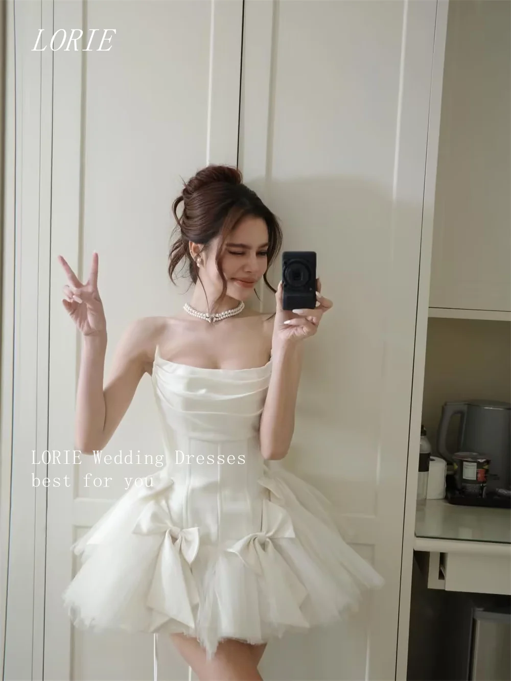 LORIE Luxury A Line Skirt Civil Wedding Dress Gala Strapless Bow Bridal Dresses Daily Engagement Wedding Gown Customized 2026