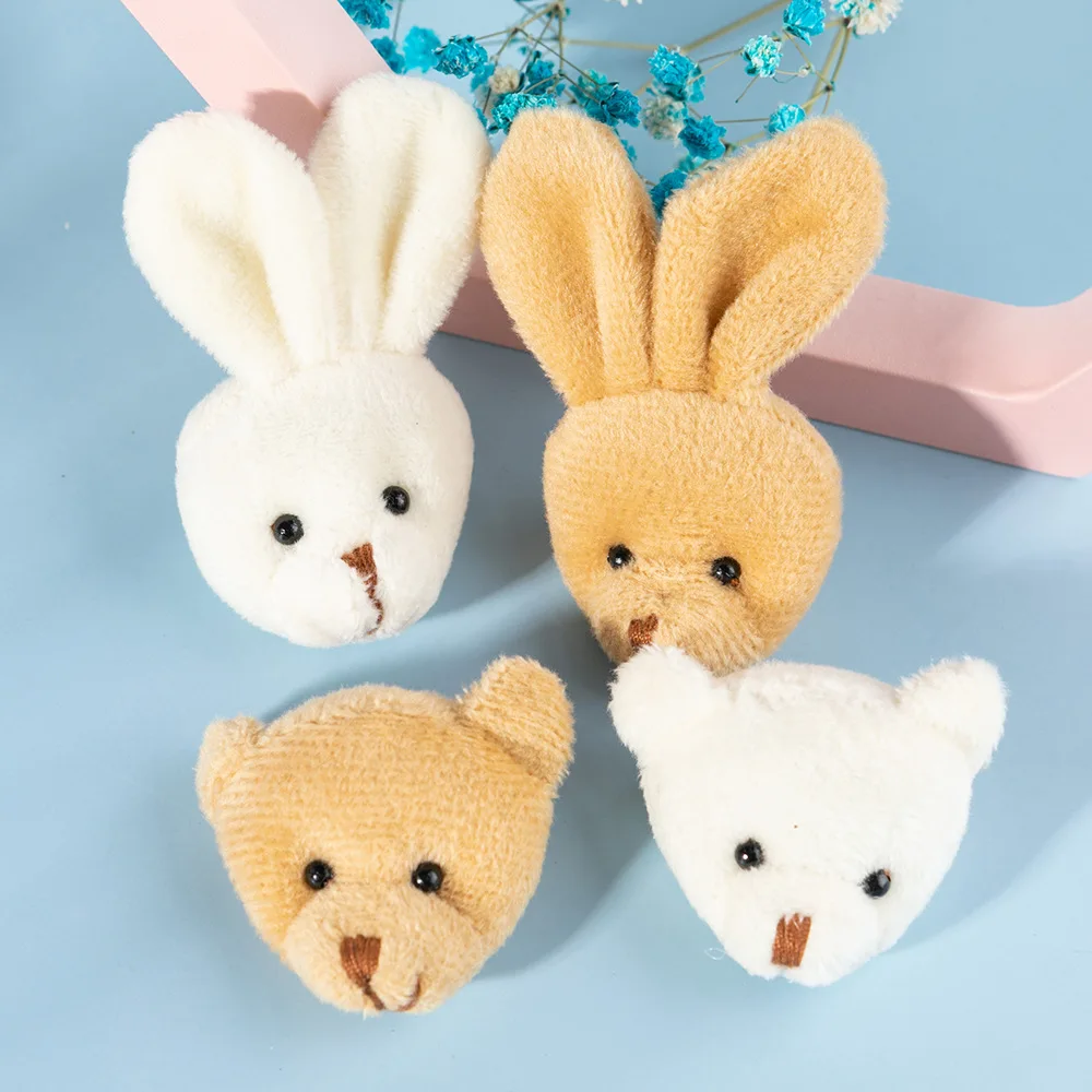 5pcs/lot Cartoon Plush Bear Head Doll Cartoon Rabbit Head Animal Stuffed Toy Kawaii Plush Teddy Bear Doll Children Gift