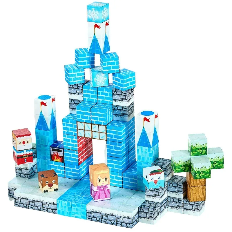 Blocs magnétiques 150 pièces, ensemble de château Glacier, jouets sensoriels STEM Montessori