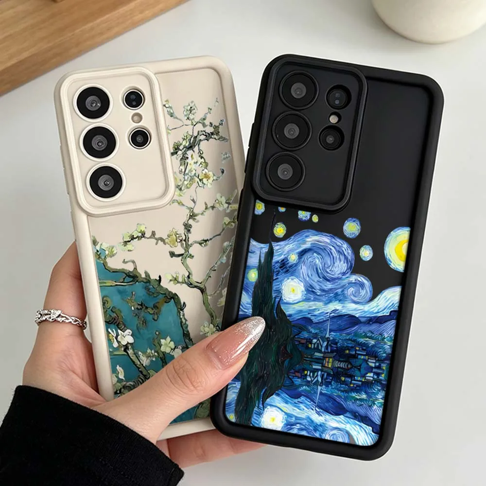 Van Gogh Art Starry Night For Samsung Galaxy S26 S25 S24 S23 S22 S21 S20 Note 20 Ultra Plus FE Eye Ladder Phone Case Cover