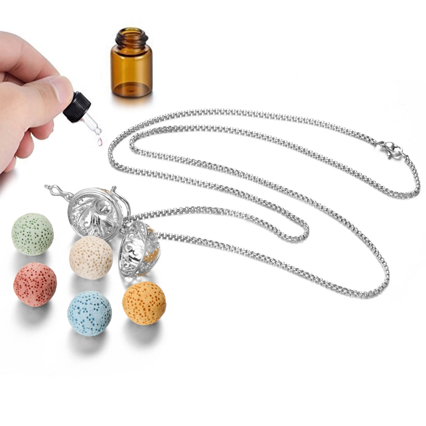 Mexico Chime Angel Wings Music Ball Caller Locket Necklace Vintage Pregnancy Necklace Aroma Essential Oil Diffuser Women Jewelry