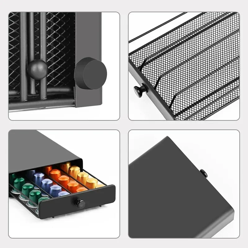 Metall Kaffee Kapsel Organizer Lagerung Stehen Praktische Kaffee Schublade Kapsel Halter für Kaffee Kapsel Schublade Porta Cialde Caffè Ansicht 4