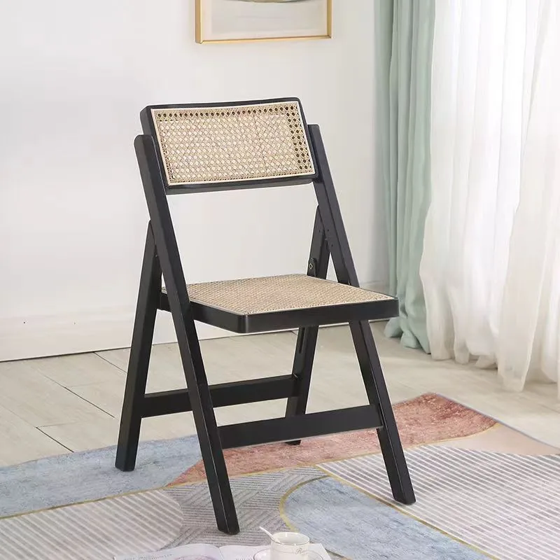 

Famous hotel antique rattan chair cafe, simple chair balcony solid wood home rattan folding chair