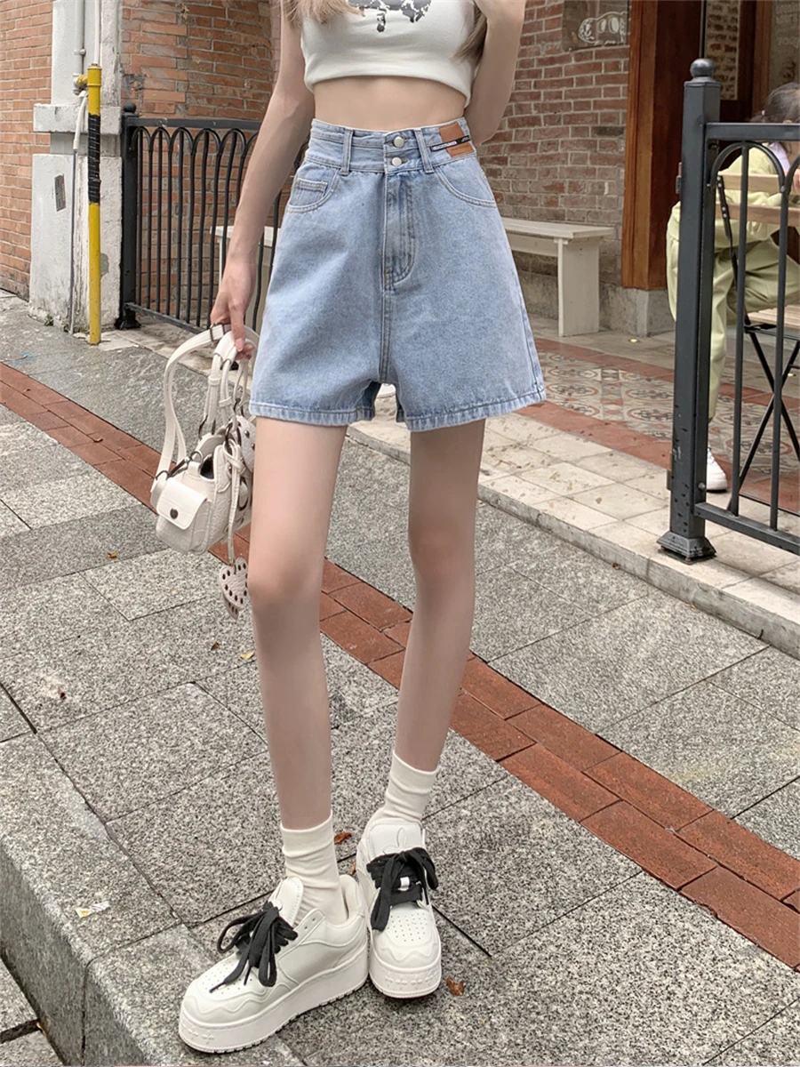 

High Waist Denim Shorts Women's Spring plus Size Trendy Retro A-Line Five-Quarter Trendy Street Design Sense Hot Pants