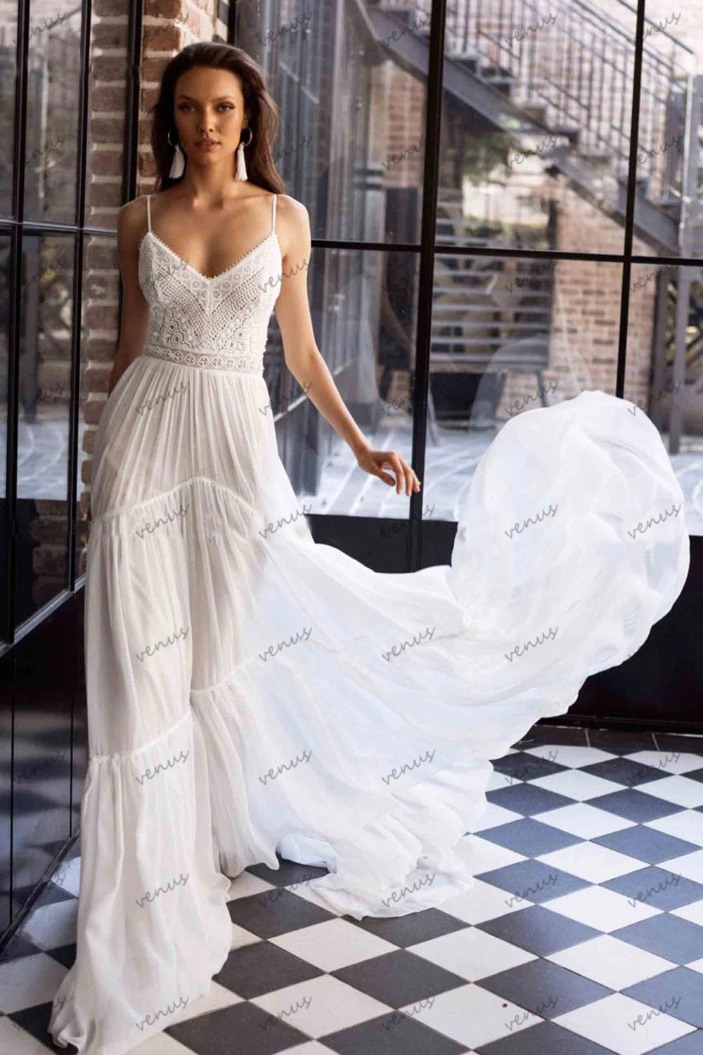 Vestidos De Novia bohemios, Vestidos De Novia De encaje, línea A, tirantes finos, hasta el suelo, fiesta Formal, elegante