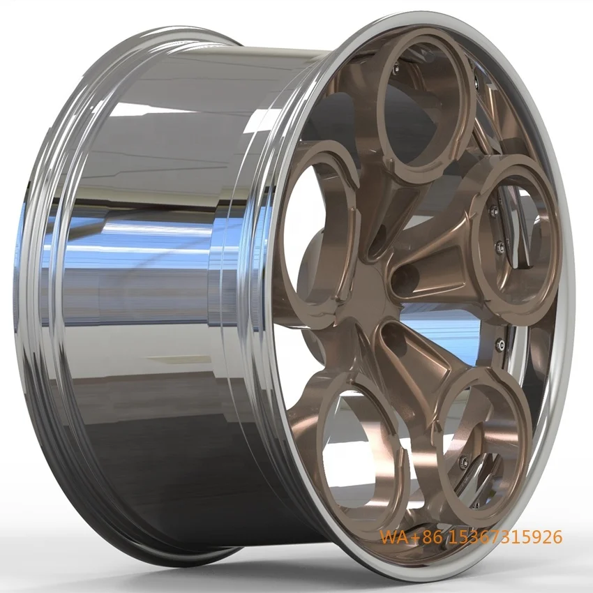 

19-22 Inch 2 Piece Forged Wheels Chrome Bronze Gold Finish 5x112 5x120 5x114.3 5x130