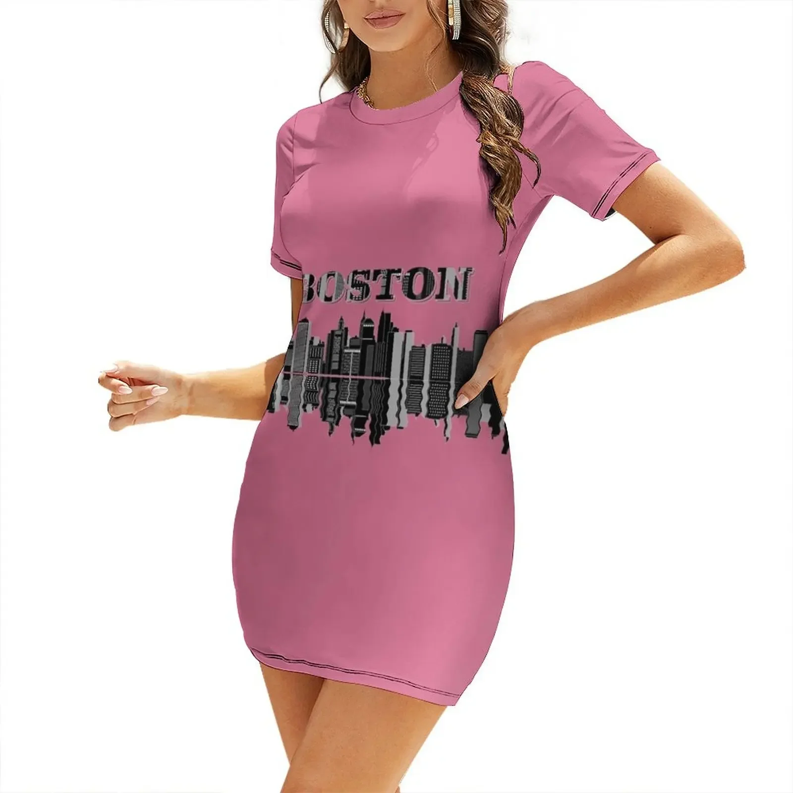 

Boston T-Shirts and more Short-Sleeved Dress Beachwear Aesthetic clothing Women's summer dress
