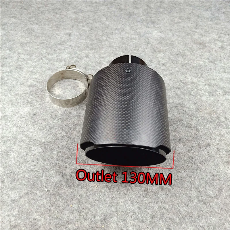 1 Pc Big Size Racing Exhaust Pipe Car Universal Out 130MM Matte+Black Tail Throat Stainless Steel Carbon Fiber Muffler Tip