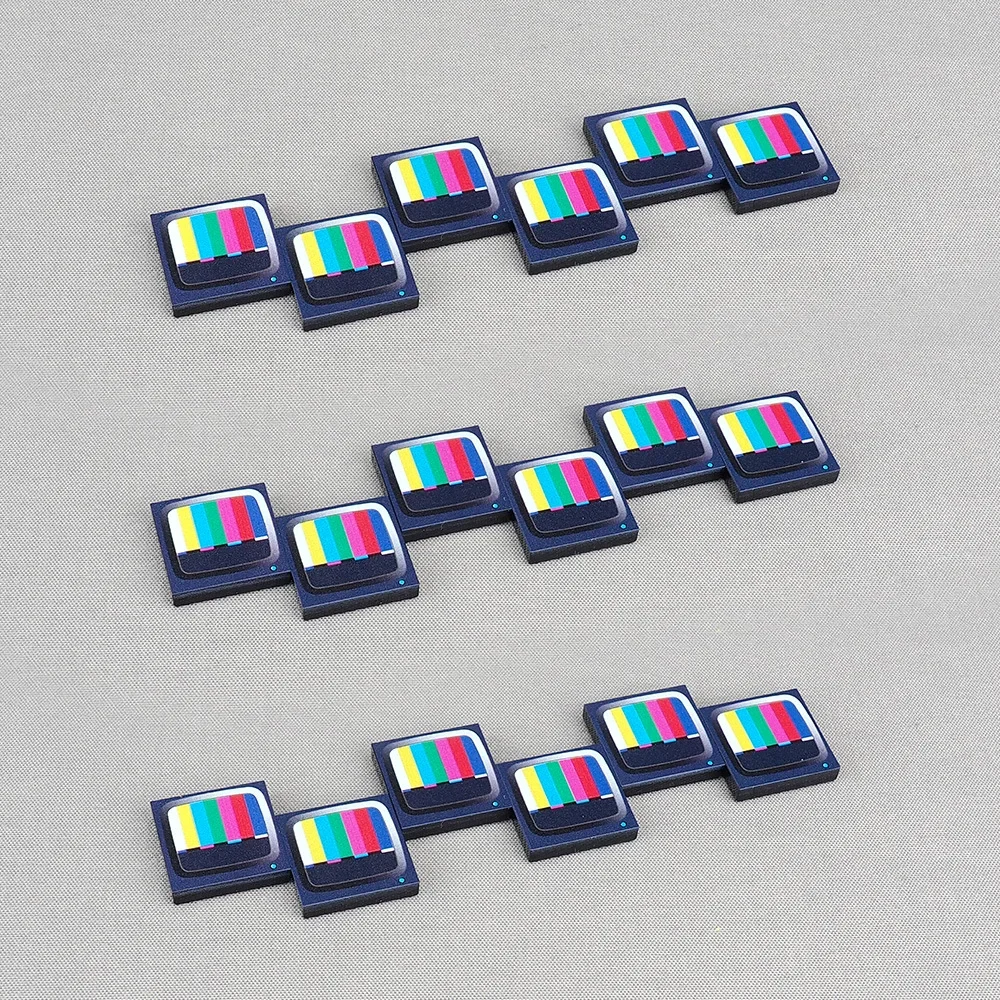 MOC 10PCS Color Strip TV 3068pb Screen Pattern Printed Building Blocks 3068 Home Wall Decor Tile Board Bricks Particle Toy Gifts