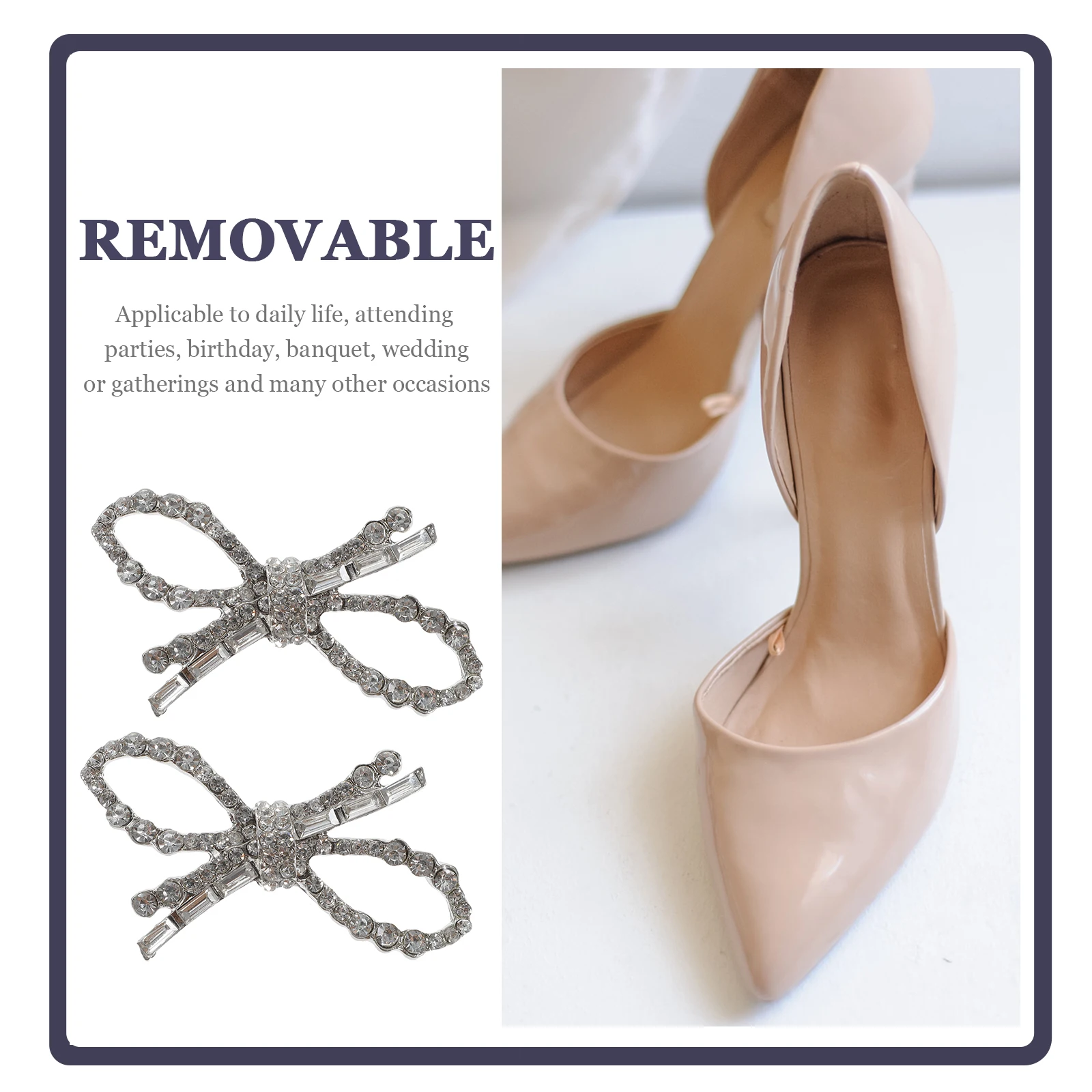 

1 Pair Rhinestone Shoe Clip Crystal Bow Buckle For Wedding Prom Pumps Heels Sandals Decorative Jewelry Women Gift