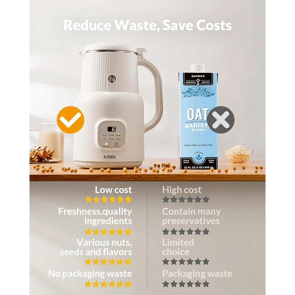 6 in 1 Nut Milk Maker Automatic Blender Soy Almond Oat Coconut Juice Self Cleaning Kitchen Appliance Healthy Beverage - Image 5