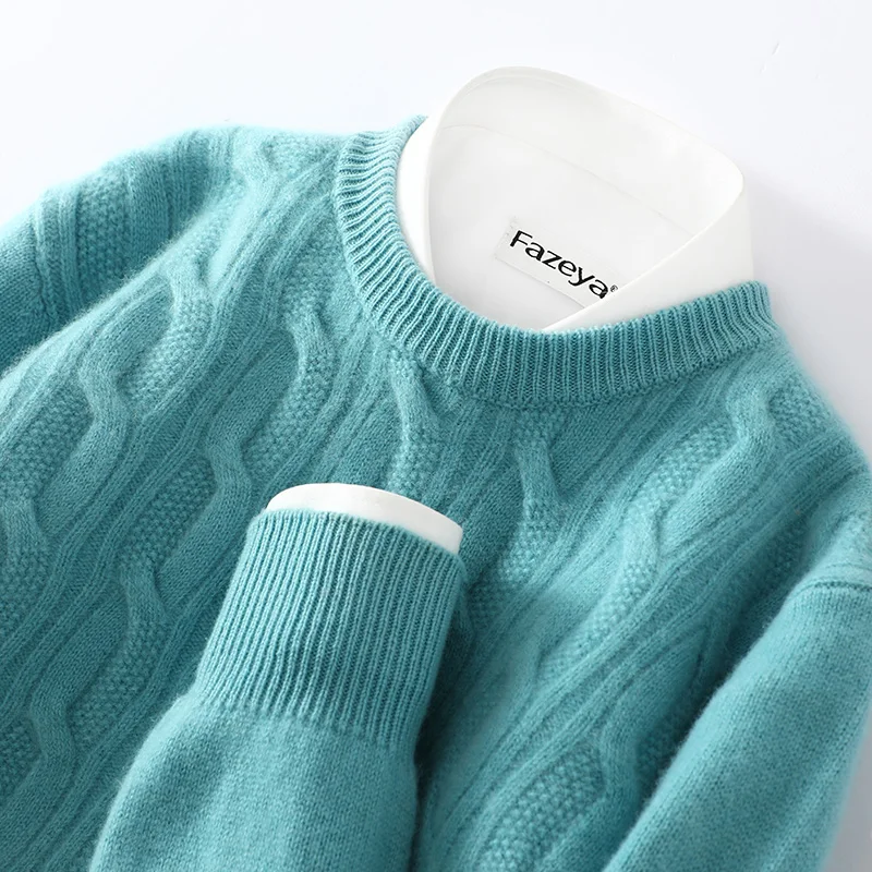 ฤดูใบไม้ร่วงและฤดูหนาวใหม่ 100% เสื้อกันหนาวผู้ชายรอบคอหรูหราแขนยาวPullover Cashmere Plusขนาดหลวมถักtop.