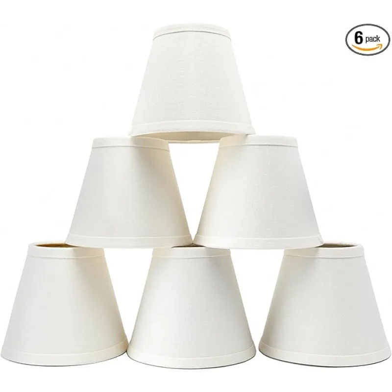 

Набор из 6 маленьких абажуров для люстр, 2,8 x 5,9 x 4,9 дюйма, абажур из мешковины с зажимом на лампочке, абажур для люстры в фермерском доме