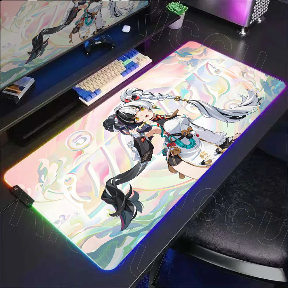 New Anime Girl Ye Shunguang Dialyn Zenless Zone Zero Rgb Mousepad LED Game Accessories Mats ZZZERO ZZZ Large Kawaii Desk Mat XXL