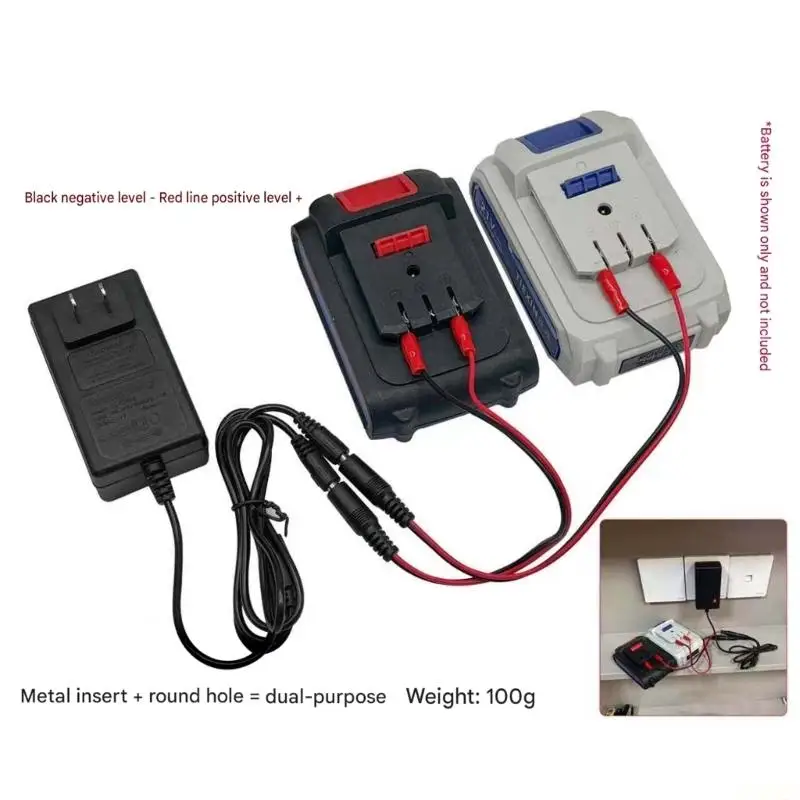 B03F 21V Wall Plugs Battery with Polarity Marked Clip Leads for Workshop Use