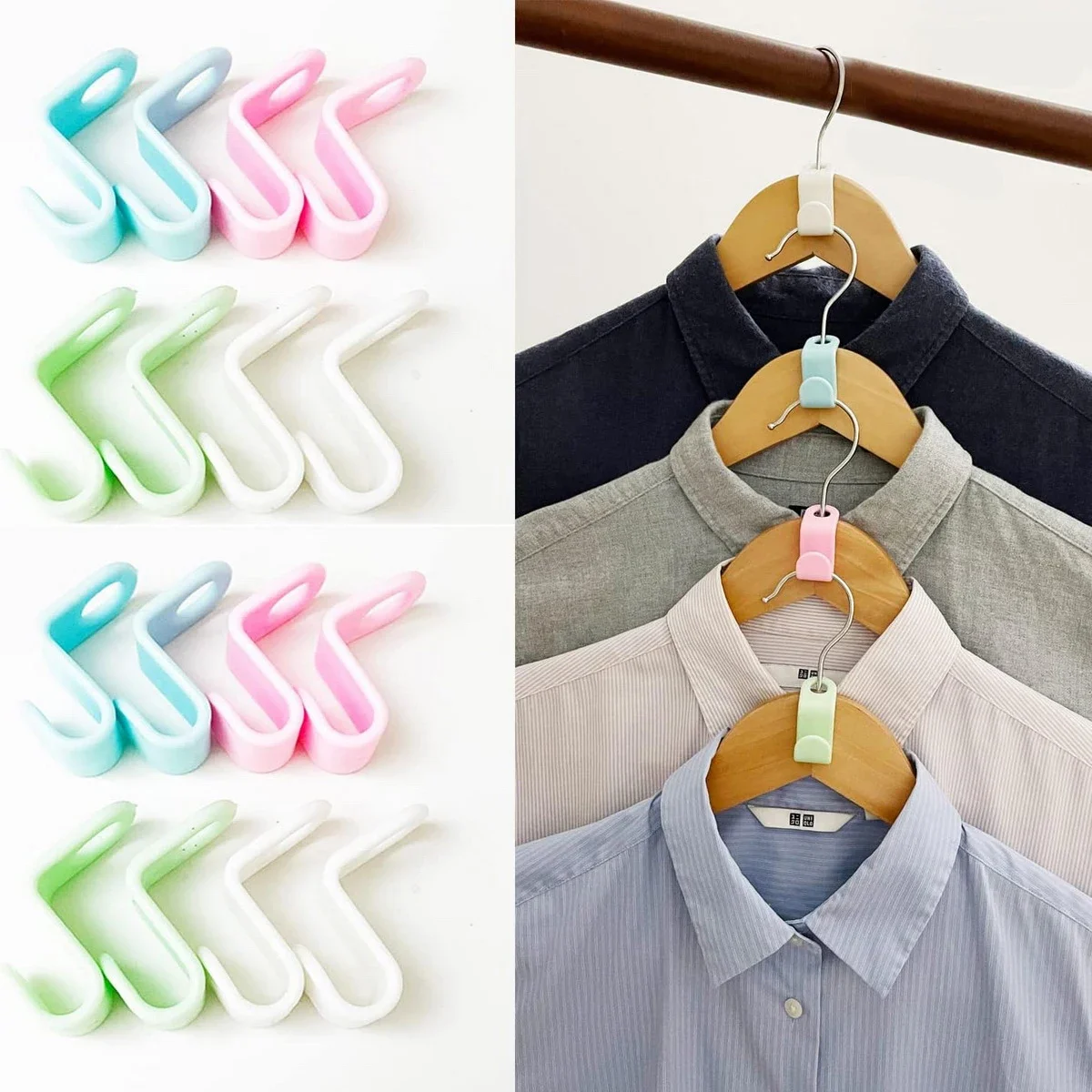 Fashion Buckle Thick Plastic Stackable Home Hanger Connection Hook for Clothing Storage Organization
