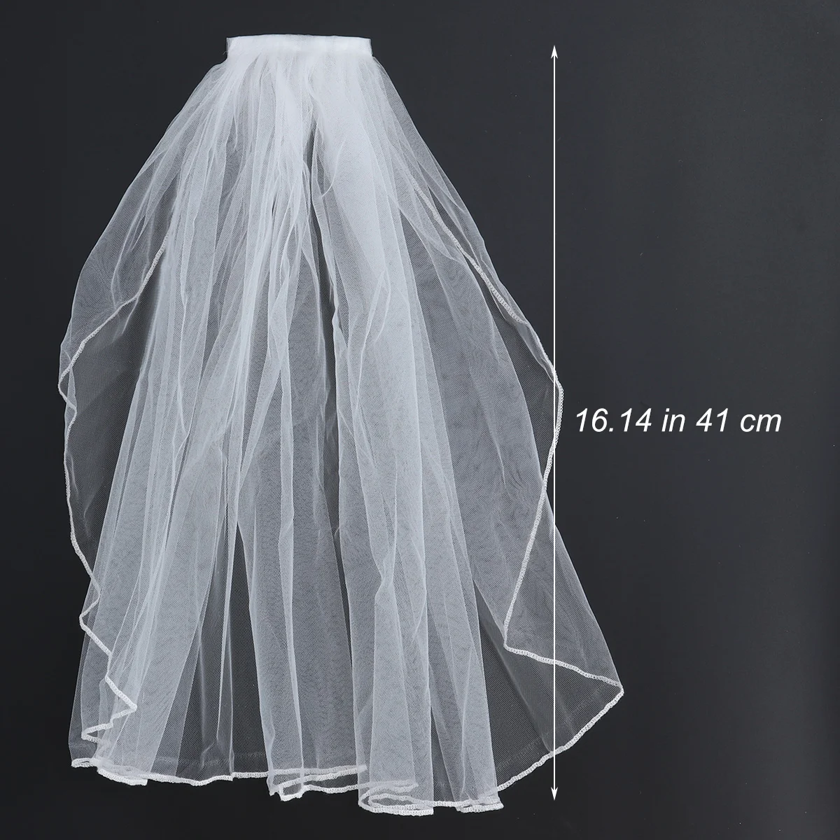 Elegante velo da sposa corto Veli da sposa in tulle con pettine e nastro per la fotografia della festa nuziale delle ragazze di fiori della sposa (Bianco)