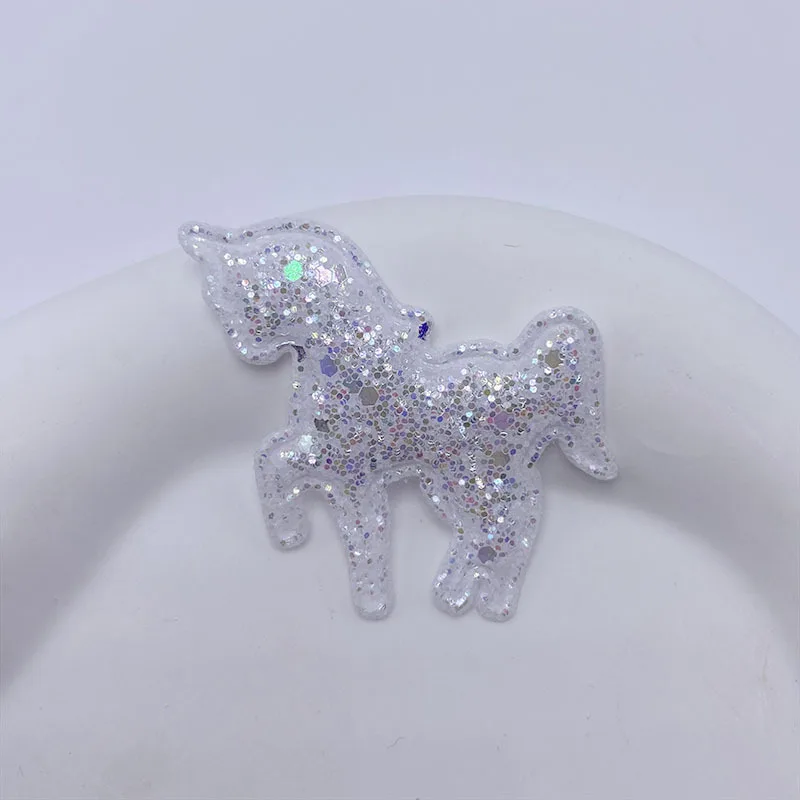 40 Stück 4CM Glitzernde Einhorn-Applikationen zum Aufnähen, DIY Handgemachte Haarspangen & Stoff-Dekorationszubehör – Detail 5