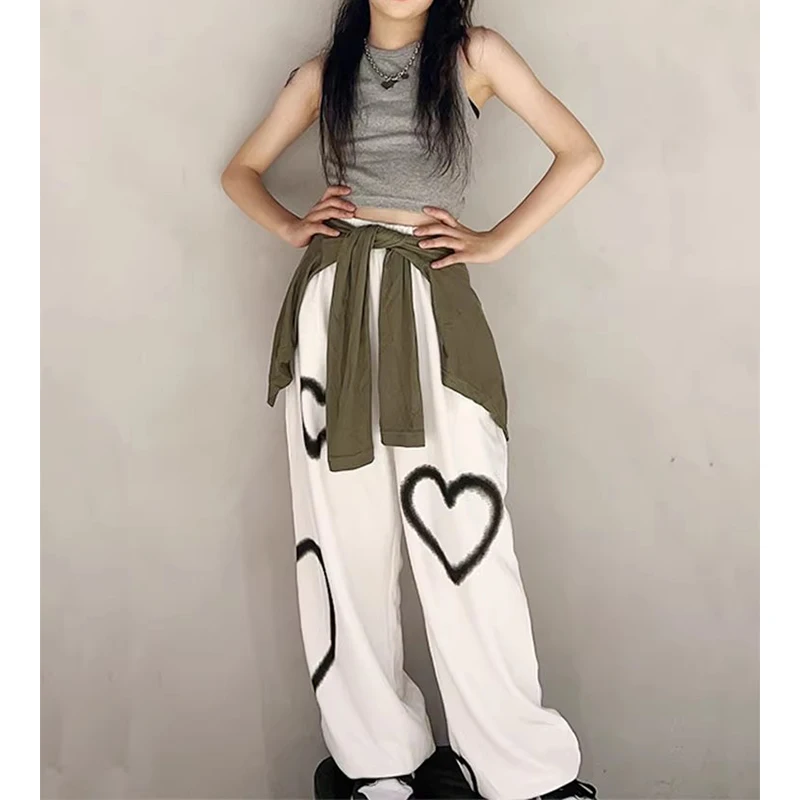 

Casual pants for women elastic waisted wide leg pants high street 2024 new summer workwear pants trendy casual sweatpants