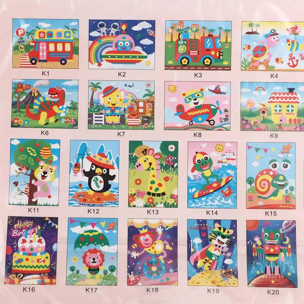 10 pièces apprentissage précoce dessin animé Animal bricolage EVA mousse autocollant EVA mousse 3D Puzzle fait à la main bricolage cadeau